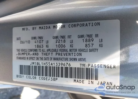 2010 Mazda Mazda3 S Sport из США, поврежденный, VIN JM1BL1H55A1339676